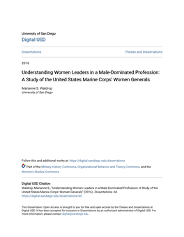 Understanding Women Leaders in a Male-Dominated Profession: a Study of the United States Marine Corps' Women Generals