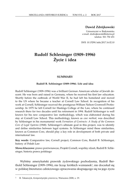 Rudolf Schlesinger (1909–1996) Życie I Idea