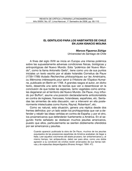 El Gentilicio Para Los Habitantes De Chile En Juan Ignacio Molina