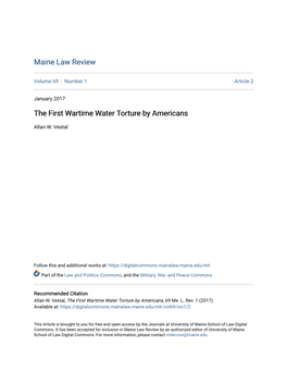 The First Wartime Water Torture by Americans