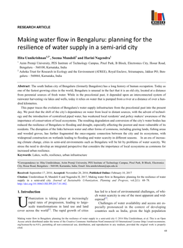 Planning for the Resilience of Water Supply in a Semi-Arid City