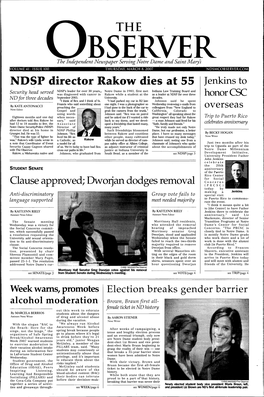 NDSP Director Rakow Dies at 55 Jenkins To