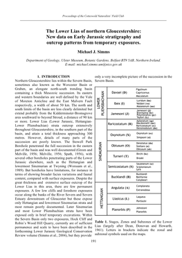 The Lower Lias of Northern Gloucestershire: New Data on Early Jurassic Stratigraphy and Outcrop Patterns from Temporary Exposures