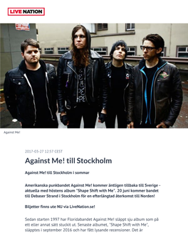 Against Me! Till Stockholm