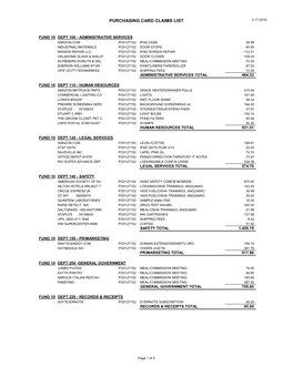 Purchasing Card Claims List 3-17-2015