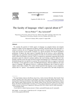 The Faculty of Language: What's Special About