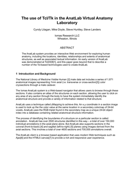 The Use of Tcl/Tk in the Anatlab Virtual Anatomy Laboratory