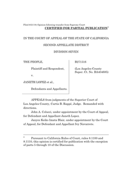 Opinion Following Transfer from Supreme Court CERTIFIED for PARTIAL PUBLICATION*