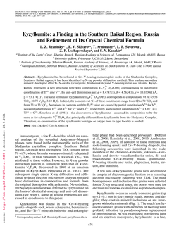 Kyzylkumite: a Finding in the Southern Baikal Region, Russia 677