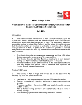 Kent County Council Submission to the Local Government Boundary Commission for England