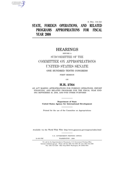 State, Foreign Operations, and Related Programs Appropriations for Fiscal Year 2008