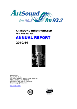 Artsound Incorporated Acn 083 850 739 Annual Report 2010/11