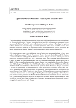 Nuytsia the Journal of the Western Australian Herbarium 32: 1–23 Published Online 24 June 2021