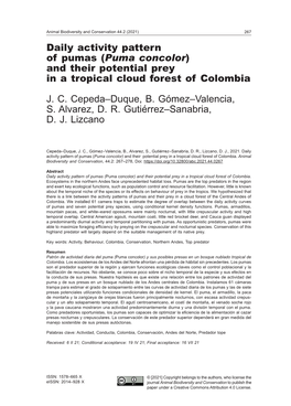 And Their Potential Prey in a Tropical Cloud Forest of Colombia JC Cepeda