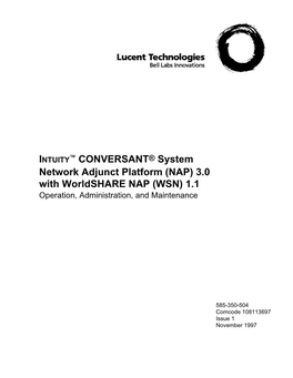 ™ CONVERSANT® System Network Adjunct Platform (NAP) 3.0 with Worldshare NAP (WSN) 1.1 Operation, Administration, and Maintenance