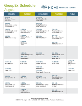 Groupex Schedule August