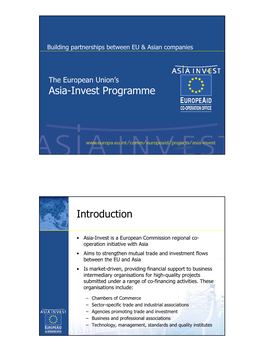 Asia-Invest Programme Introduction