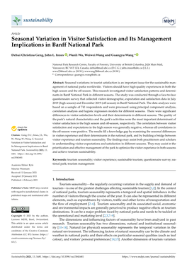 Seasonal Variation in Visitor Satisfaction and Its Management Implications in Banff National Park