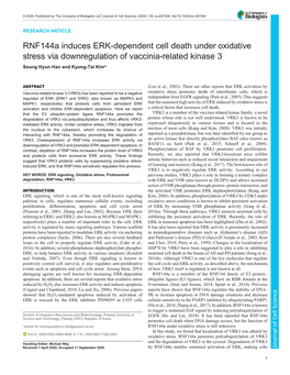 Rnf144a Induces ERK-Dependent Cell Death Under Oxidative Stress Via Downregulation of Vaccinia-Related Kinase 3 Seung Hyun Han and Kyong-Tai Kim*