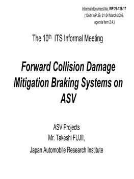 Forward Collision Damage Mitigation Braking Systems on ASV