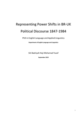 Representing Power Shifts in BR-UK Political Discourse 1847-1984