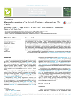 Chemical Composition of the Leaf Oil of Artabotrys Jollyanus from Côte D'ivoire
