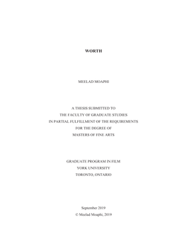 Meelad Moaphi a Thesis Submitted to the Faculty Of