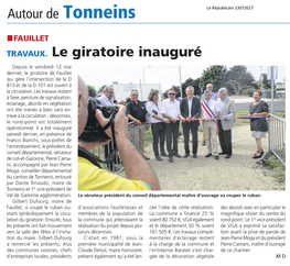 Autour De Tonneins Travaux. Le Giratoire Inauguré