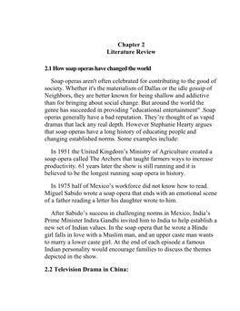 Chapter 2 Literature Review 2.1 How Soap Operas Have Changed The