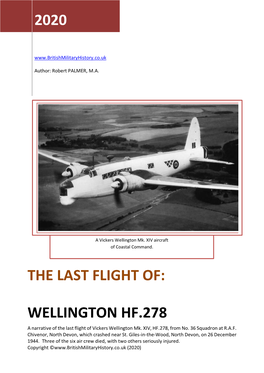 The Last Flight of Wellington Hf.278]