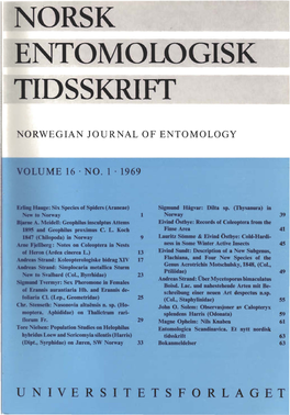 NORSK ENTOMOLOGISK Tidsskriff