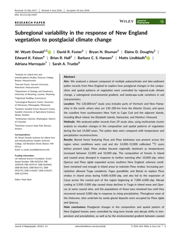 Subregional Variability in the Response of New England Vegetation to Postglacial Climate Change