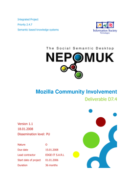 Mozilla Community Involvement Deliverable D7.4