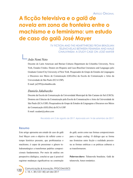 A Ficção Televisiva E O Galã De Novela Em Zona De Fronteira Entre O Machismo E O Feminismo: Um Estudo De Caso Do Galã José Mayer