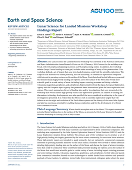 Lunar Science for Landed Missions Workshop Findings Report