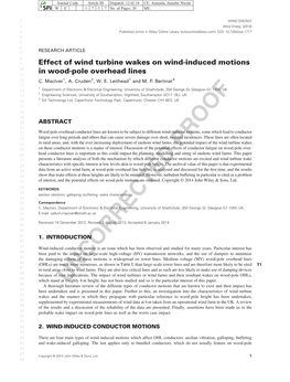 Effect of Wind Turbine Wakes on Wind-Induced Motions in Wood-Pole C