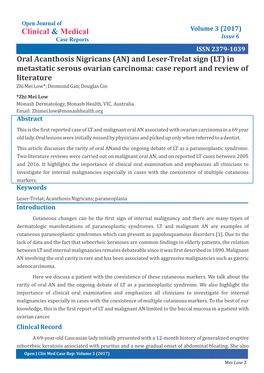 (AN) and Leser-Trelat Sign (LT) in Metastatic Serous Ovarian Carcinoma