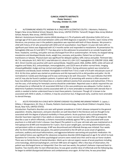 CLINICAL VIGNETTE ABSTRACTS Poster Session I Thursday, October 23, 2104 BASIC IBD 4 AUTOIMMUNE HEMOLYTIC ANEMIA in a CHILD WITH