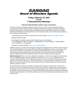 Board of Directors Agenda