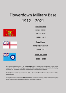 Flowerdown Military Base 1912 – 2021