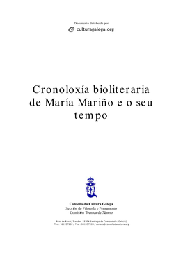 Cronoloxía Bioliteraria De María Mariño E O Seu Tempo