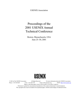 Proceedings of the 2001 USENIX Annual Technical Conference