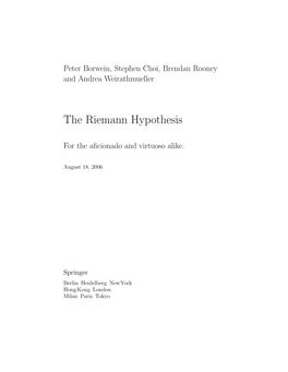 The Riemann Hypothesis