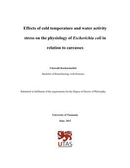 Effects of Chilling Temperature on the Survival of Escherichia Coli In