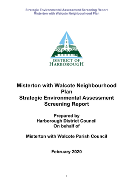 Misterton with Walcote Neighbourhood Plan Strategic Environmental Assessment Screening Report