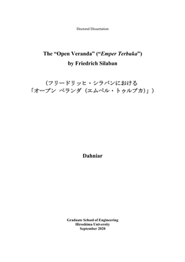 The “Open Veranda” (“Emper Terbuka”) by Friedrich Silaban