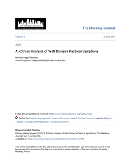 A Rothian Analysis of Walt Disney's Pastoral Symphony