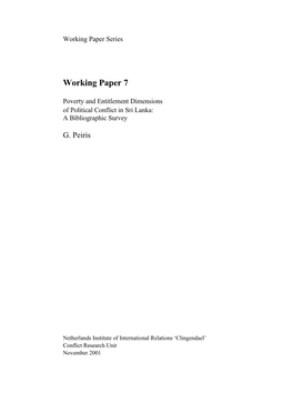 Poverty and Entitlement Dimensions of Political Conflict in Sri Lanka: a Bibliographic Survey