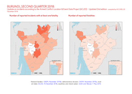 Burundi, Second Quarter 2018: Update on Incidents According To