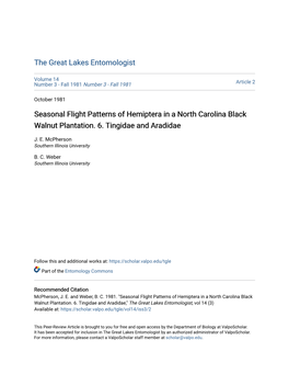 Seasonal Flight Patterns of Hemiptera in a North Carolina Black Walnut Plantation